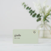 Carte De Visite Vert sauge monogramme or (Debout devant)