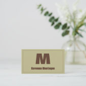Carte De Visite Vert sauge Nom de lettre monogramme personnalisé (Debout devant)