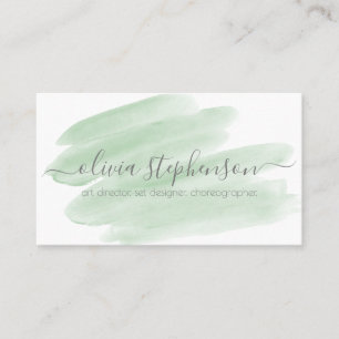 Carte De Visite Vert sauge pur Dégradé aquarelle