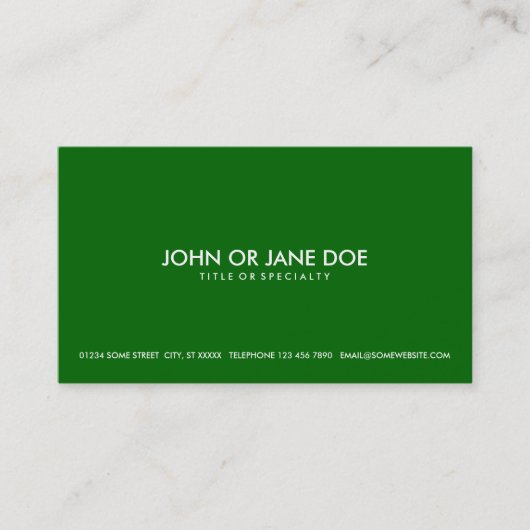 Carte De Visite vert simple (Devant)