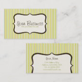 Carte de visite vert simple de rayure (Devant / Derrière)