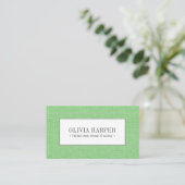 Carte De Visite Vert | Simple Elegant Linge de maison professionne (Debout devant)
