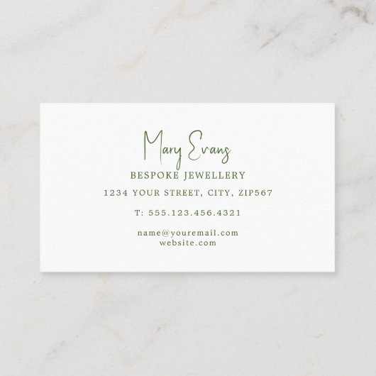 Carte De Visite Vert simple sur couleur verte (Dos)