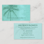 Carte De Visite Vert tropical d'Aqua de palmier (Devant / Derrière)