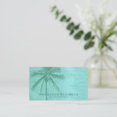 Carte De Visite Vert tropical d'Aqua de palmier (Debout devant)