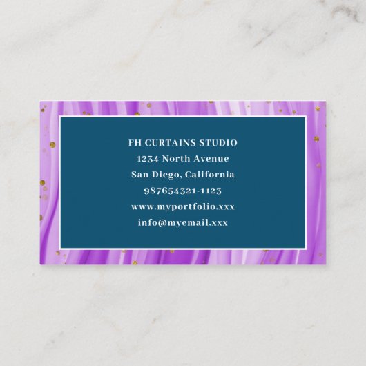 Carte de visite vert Turquoise couleur violet mode (Dos)