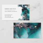 carte de visite vert Turquoise d'encre d'aquarelle (Devant / Derrière)