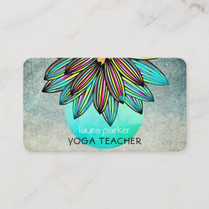 Carte De Visite Vert Turquoise Lotus Fleur Yoga Méditation Entraîn