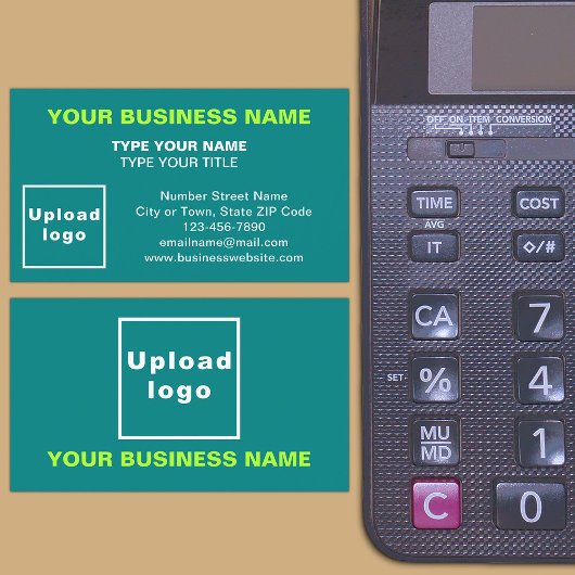 Carte de visite vert Turquoise style centré