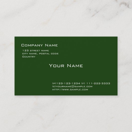 Carte De Visite vert uni (Devant)