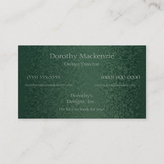 Carte De Visite Vert vert riche (Devant)