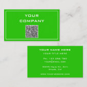 Carte de visite vert votre propre design avec code (Devant / Derrière)
