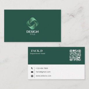 Carte de visite verte 3D Logo QR Code Professionne