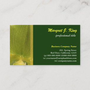 Carte de visite verte à pétale de fleur d'orchidée