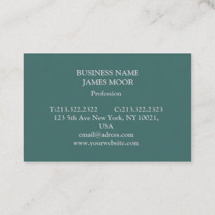Carte de visite verte avec écriture grise