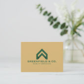 Carte de visite verte dorée pour agent immobilier (Debout devant)