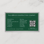 Carte de visite verte en faux métal avec QR Code p (Dos)