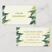 Carte De Visite Verte Feuille Gold Wreath Frame Moderne Profession (Devant / Derrière)