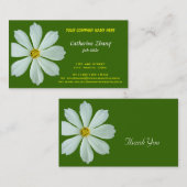 carte de visite verte fleur blanche (Devant / Derrière)