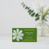 carte de visite verte fleur blanche (Debout devant)