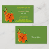 carte de visite verte fleur de lys orange (Devant / Derrière)