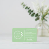 Carte de visite verte menthe avec code QR pour le (Debout devant)