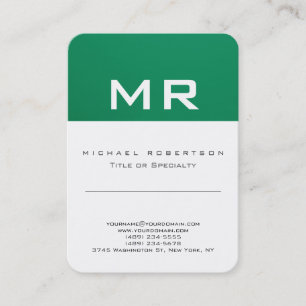 Carte de visite verte moderne et propre avec monog