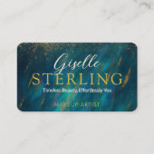 Carte De Visite Verte Opal Glam Script en pierre Code QR moderne (Devant)