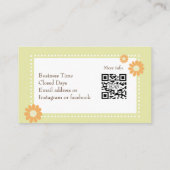 Carte de visite verte pour couture Daisy (Dos)