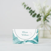 Carte de visite verte turquoise (Debout devant)