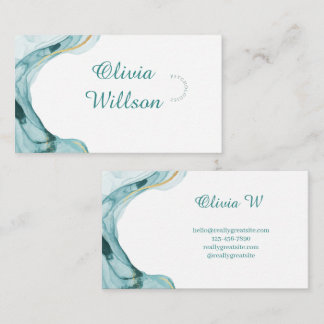 Carte de visite verte turquoise