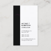 Carte De Visite Vertical Black Stripe Blanc Moderne Design Extraor (Devant)