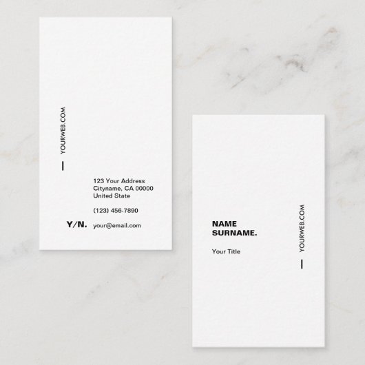 Carte de visite vertical blanc de typographie (Devant / Derrière)