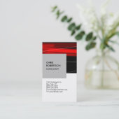 Carte de visite vertical blanc gris argenté rouge  (Debout devant)