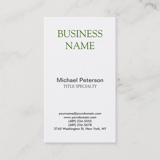 Carte de visite vertical blanc vert professionnel (Devant)