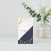 Carte de visite vertical bleu d'or de marbre (Debout devant)
