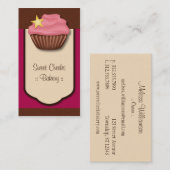 Carte de visite vertical Brown Cupcake Pink Magent (Devant / Derrière)