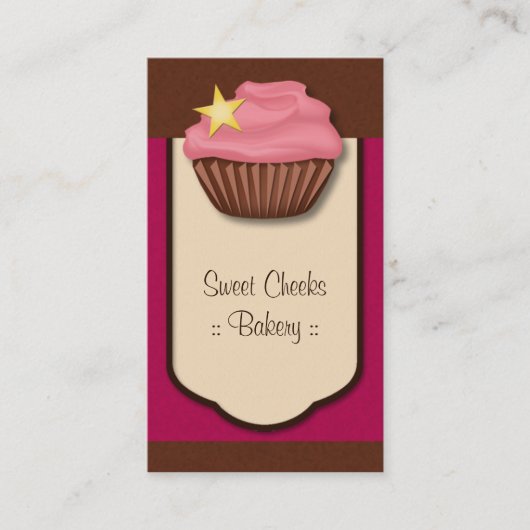 Carte de visite vertical Brown Cupcake Pink Magent (Devant)