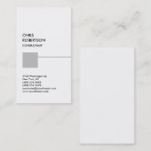 Carte de visite vertical Carré gris argent blanc (Devant / Derrière)