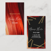 Carte de visite vertical de coiffeur avec l'agrafe (Devant / Derrière)