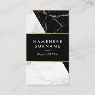 Carte de visite vertical de marbre argenté noir