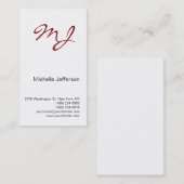 Carte de visite vertical de Monogramme rouge noir (Devant / Derrière)