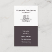 Carte de visite vertical des services pour animaux (Dos)