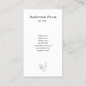 Carte de visite vertical du coq de ferme (Dos)