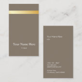 Carte de visite vertical élégant rayé d'or moderne (Devant / Derrière)