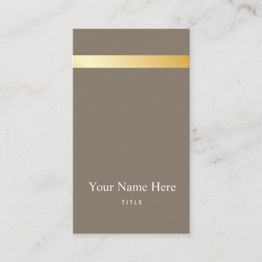 Carte de visite vertical élégant rayé d'or moderne (Devant)