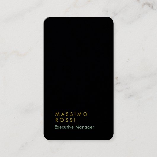 Carte De Visite Vertical élégant unique moderne noir or uni (Devant)