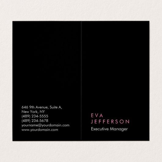 Carte De Visite Vertical élégant unique moderne noir uni (Extérieur déplié)