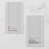 Carte De Visite Vertical élégant unique moderne rayures gris clair (Devant / Derrière)