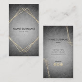 Carte de visite vertical en cuir géométrique d'or (Devant / Derrière)